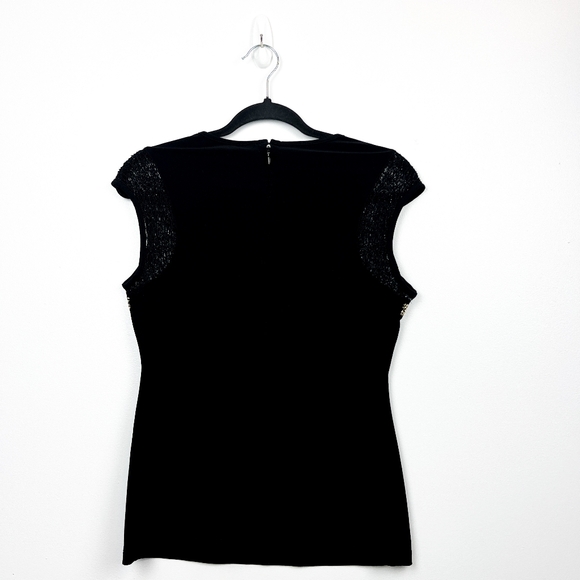 Joseph Ribkoff Black and Gold Blouse with Beading - Picture 7 of 12